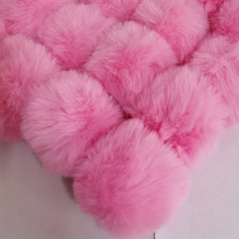 5pcs Faux Fur Pom Pom Balls Key Chains Scarves Gloves