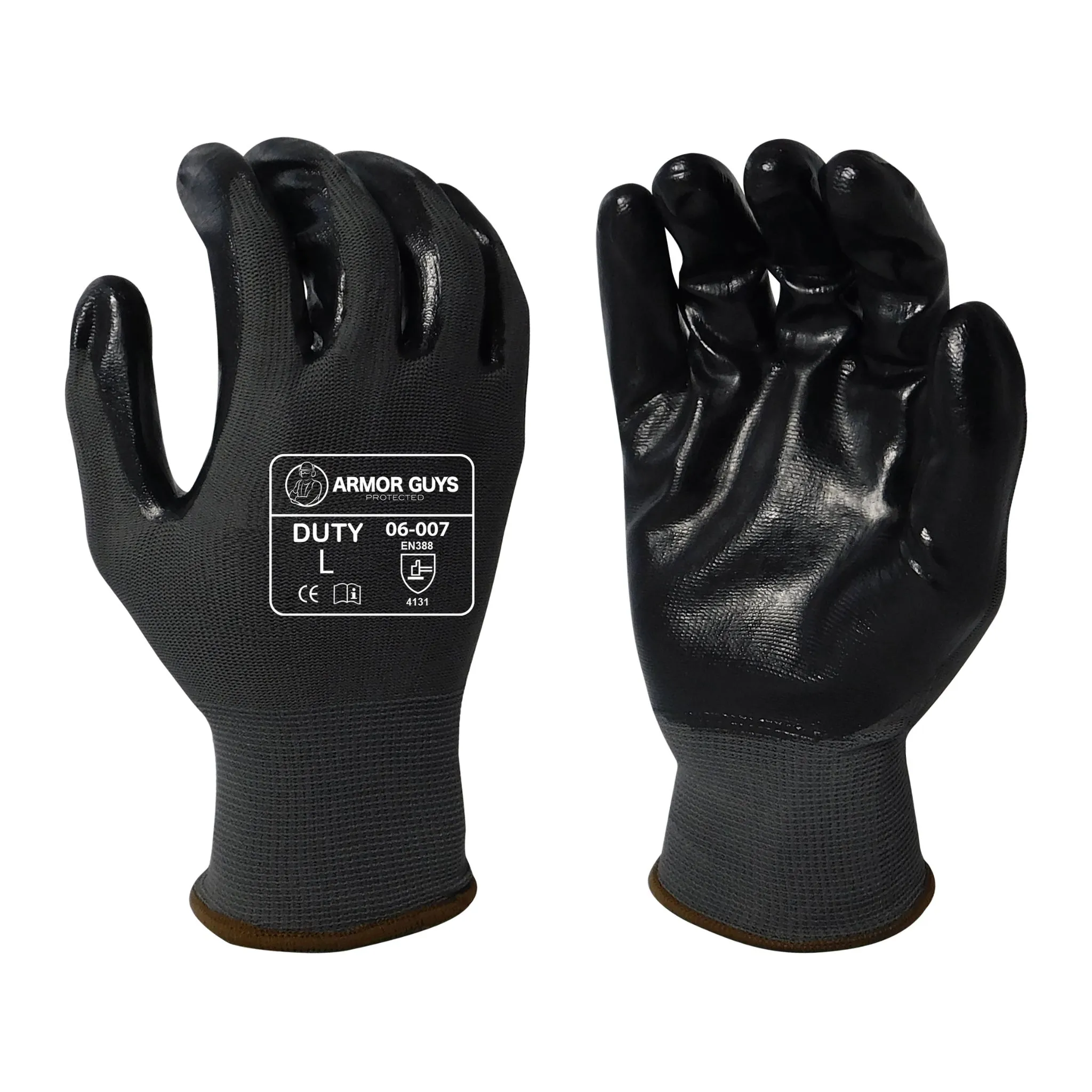 Armor Guys 06-007 13 Gauge Duty Work Glove, Black, Pair of 12