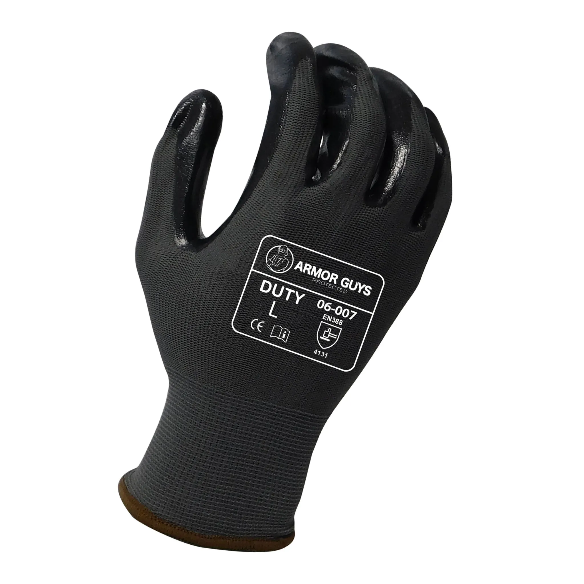 Armor Guys 06-007 13 Gauge Duty Work Glove, Black, Pair of 12