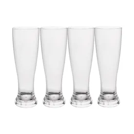 Break Resistant Clear Acrylic Tall Pilsner Beer Glasses, Set of 4-24oz. Perfect for Outdoor
