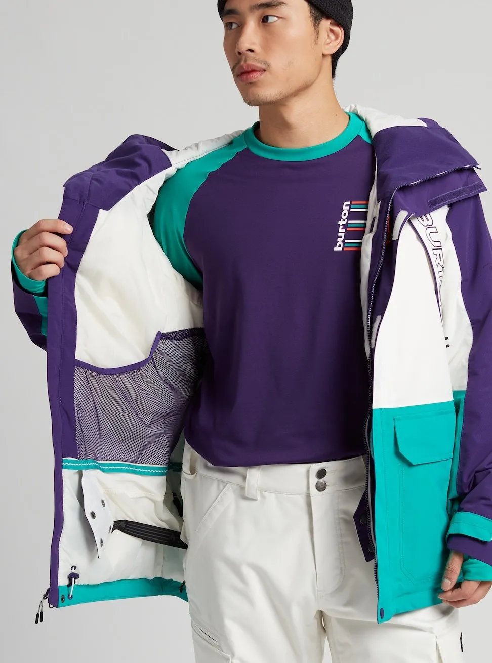 Burton Breach Mens Jacket Parachute Purple / Stout White / Dynasty Green