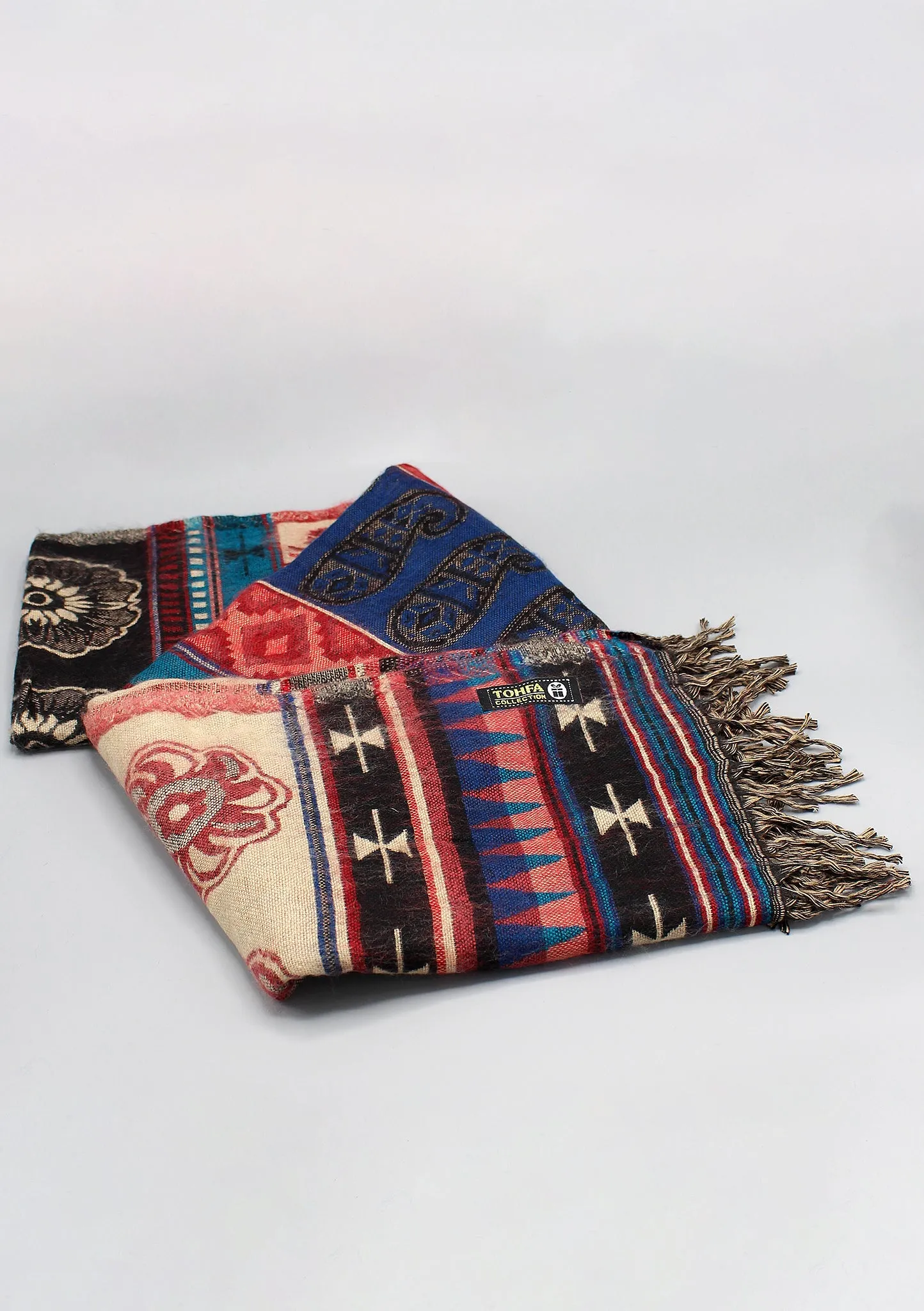 Cozy and Warm Paisley Design Hand Loomed Yak Wool Shawl