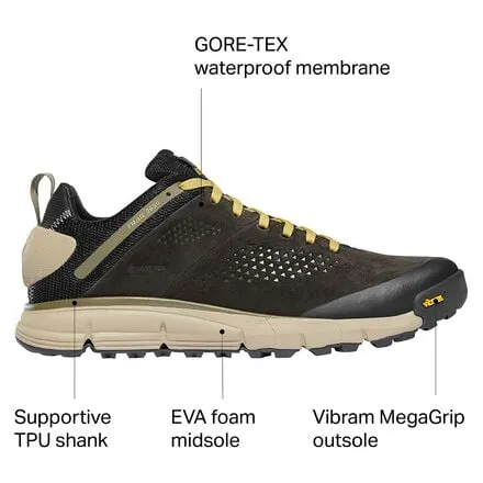 Danner Men's Trail 2650 GTX Hiking Shoes, Black Olive/Flax Yellow
