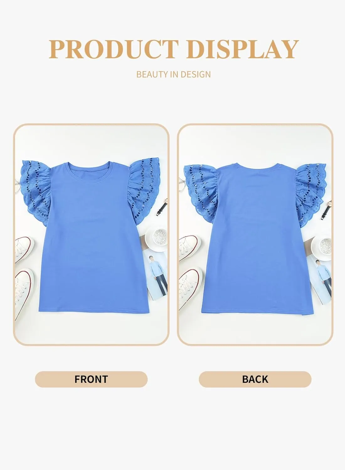 Eytino Womens Plus Size Tops Short Sleeve Round Neck Hollow Out Casual Loose Tunic Tees Shirts(1X-5X)