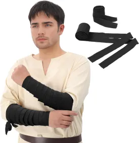 FURPHI Renaissance Arm Wraps Medieval Linen Bracers Vintage Arm Guards Halloween Costume Accessories
