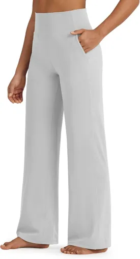 G4Free BareFeel Yoga Pants Women Wide Leg Pants with Pockets High Waisted Comfortable Soft Casual Pants 29"/31"/33"