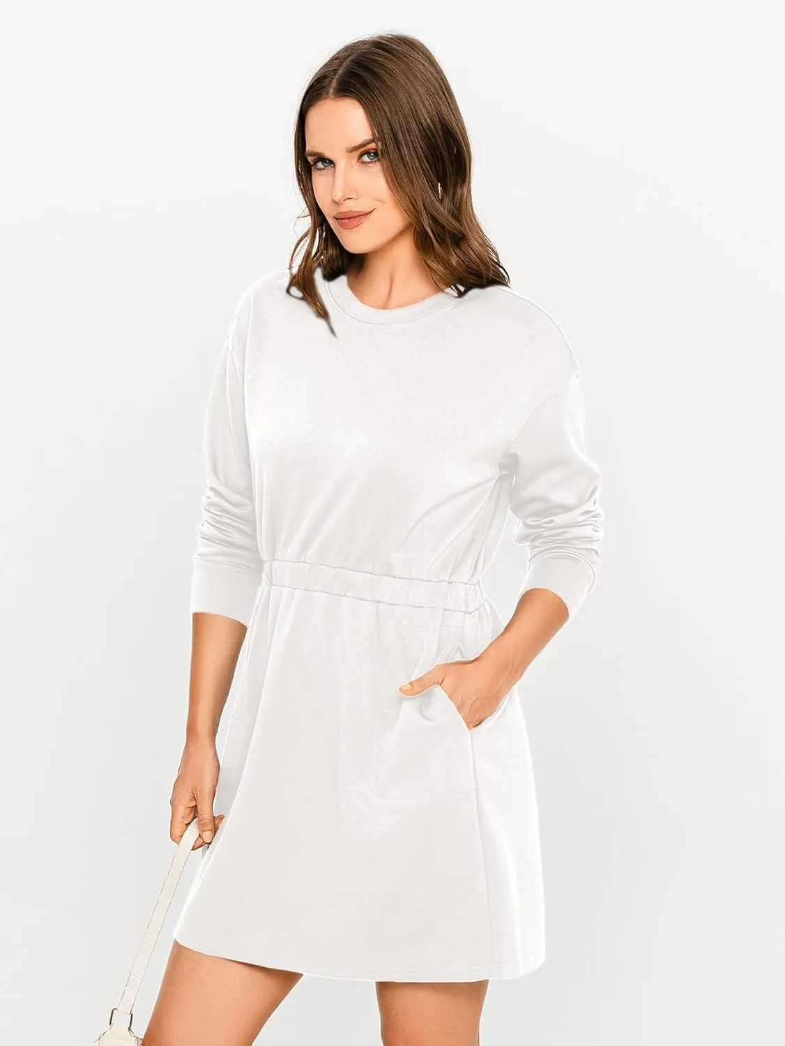 Glamaker Womens 2024 Fall Sweatshirt Dresses Winter Long Sleeve T Shirt Dresses Air Essential Outfit Dress with Pockets