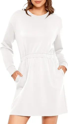 Glamaker Womens 2024 Fall Sweatshirt Dresses Winter Long Sleeve T Shirt Dresses Air Essential Outfit Dress with Pockets