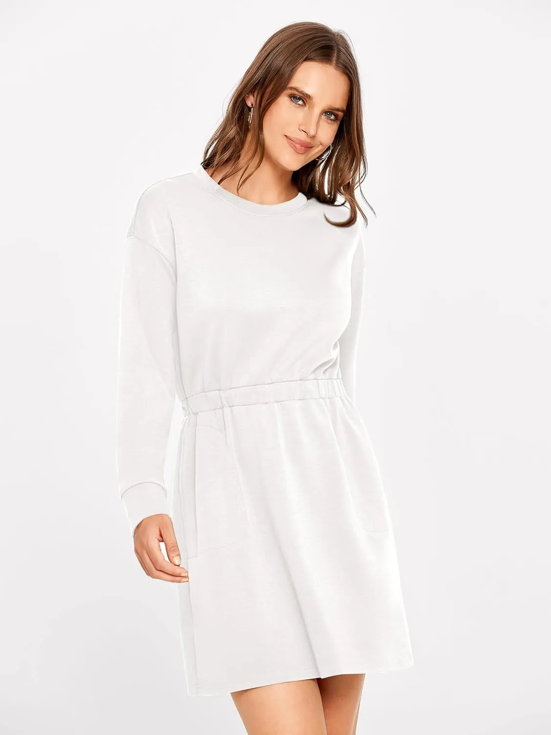Glamaker Womens 2024 Fall Sweatshirt Dresses Winter Long Sleeve T Shirt Dresses Air Essential Outfit Dress with Pockets