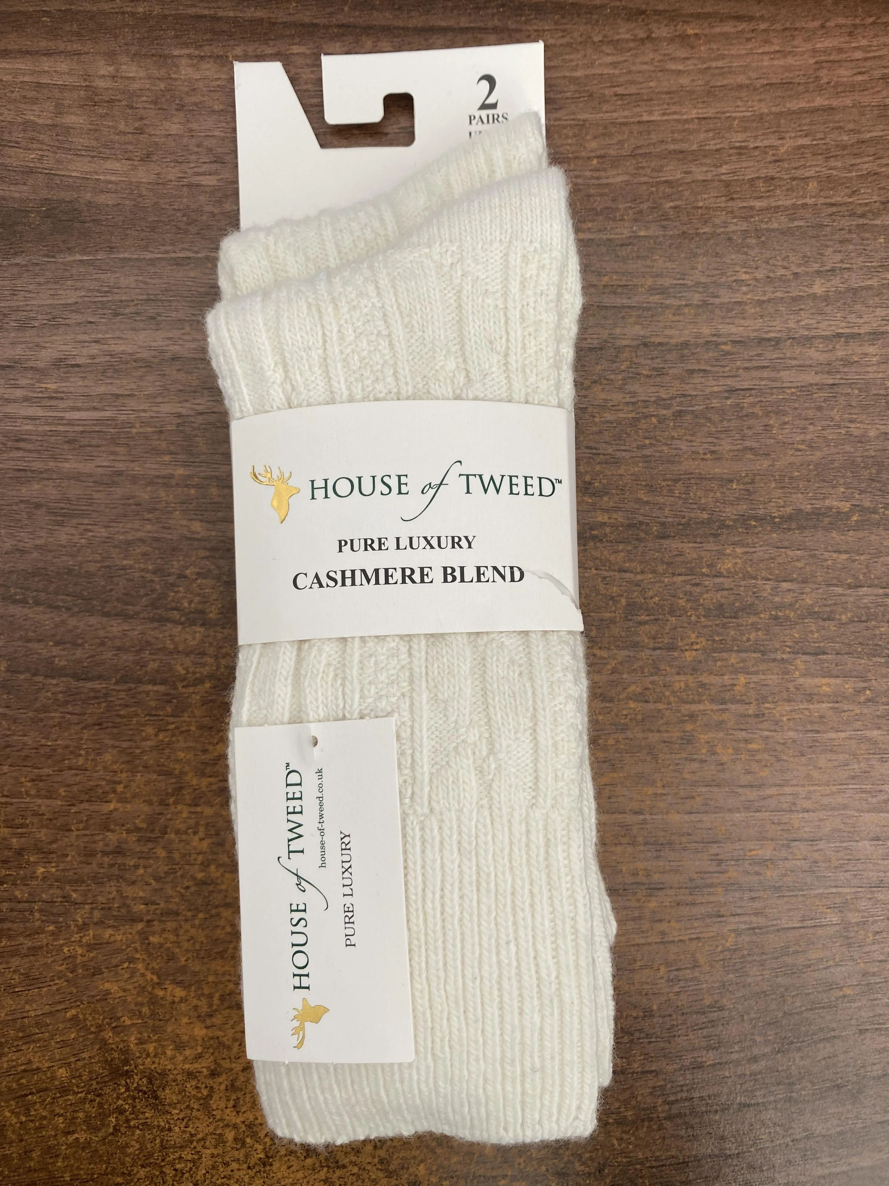 House of Tweed Pure Luxury Cashmere Socks | 2 Pairs / UK 4-8