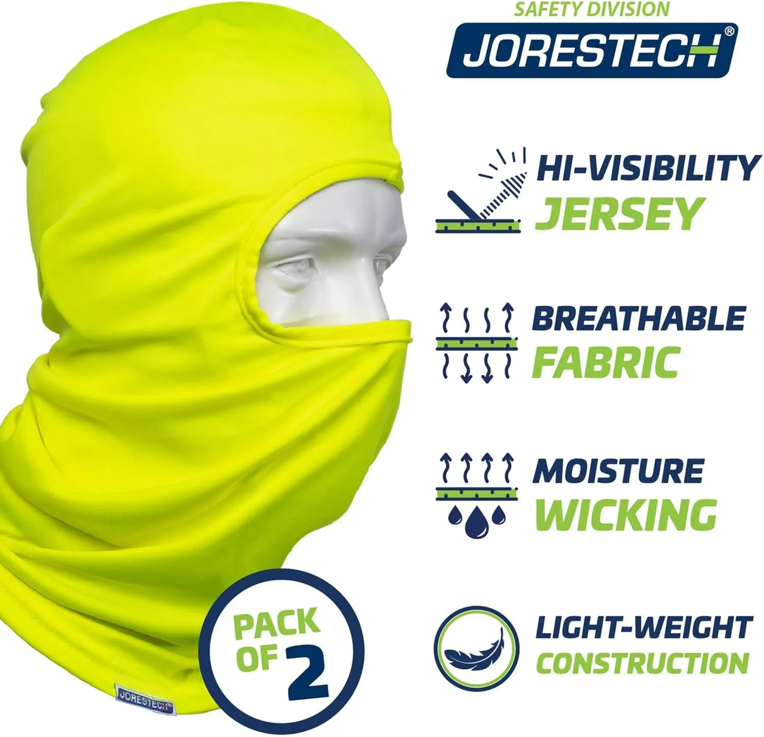 JORESTECH Safety Two Balaclava One Bomber Jacket Waterproof Reflective High Visibility Yellow/Lime ANSI