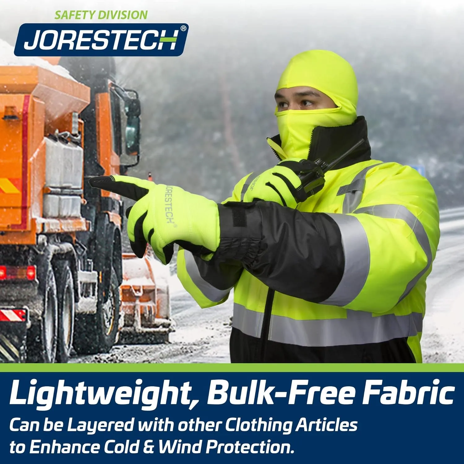 JORESTECH Safety Two Balaclava One Bomber Jacket Waterproof Reflective High Visibility Yellow/Lime ANSI