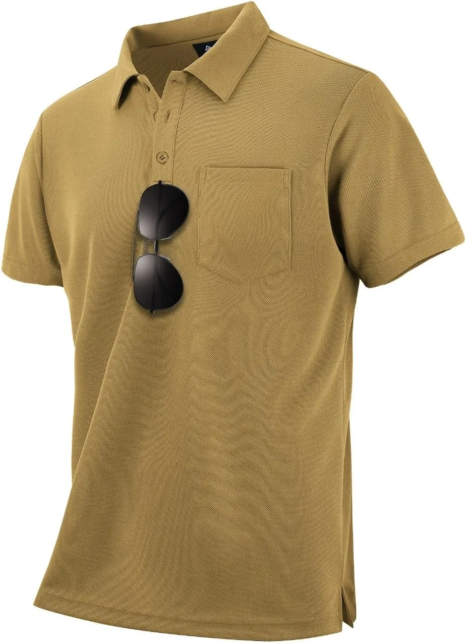 LLdress Men's Polo Golf Shirt Short Sleeve T-Shirts Pique Collared Shirts with Pocket