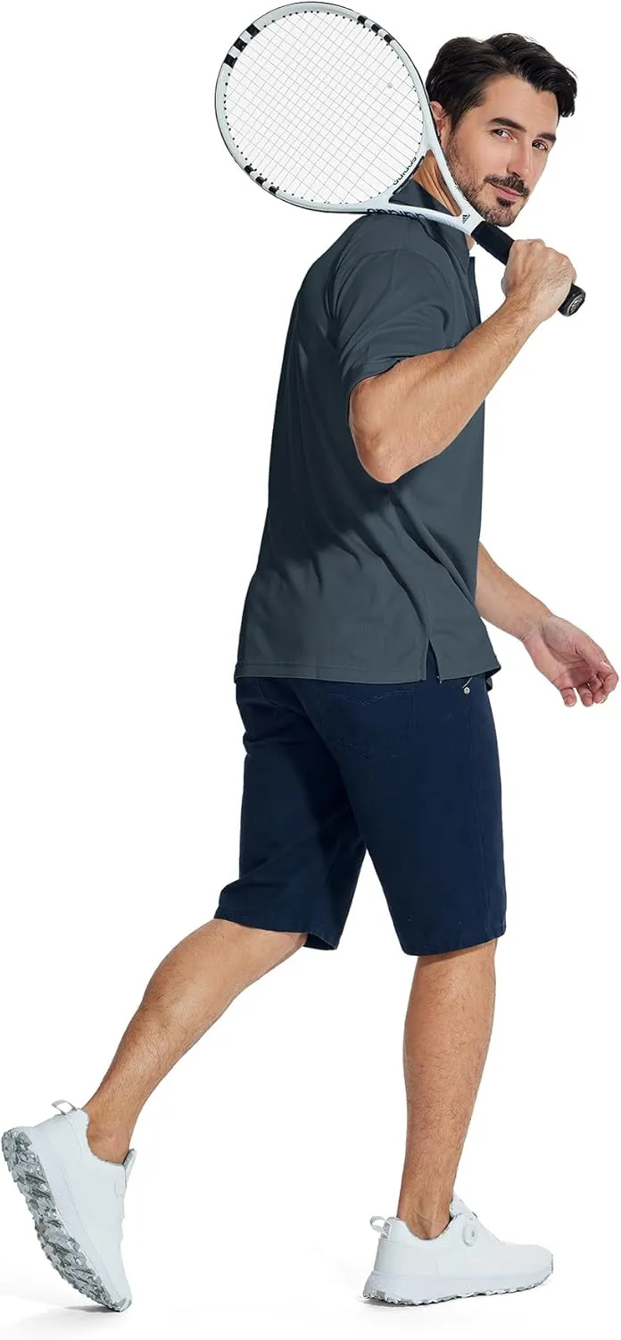 LLdress Men's Polo Golf Shirt Short Sleeve T-Shirts Pique Collared Shirts with Pocket