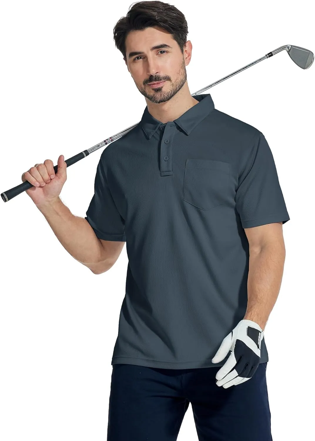 LLdress Men's Polo Golf Shirt Short Sleeve T-Shirts Pique Collared Shirts with Pocket