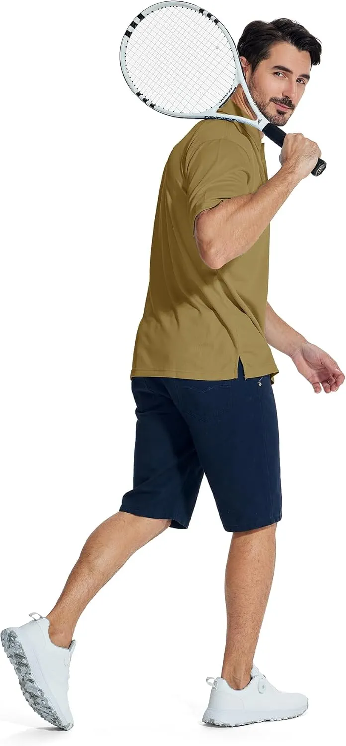 LLdress Men's Polo Golf Shirt Short Sleeve T-Shirts Pique Collared Shirts with Pocket