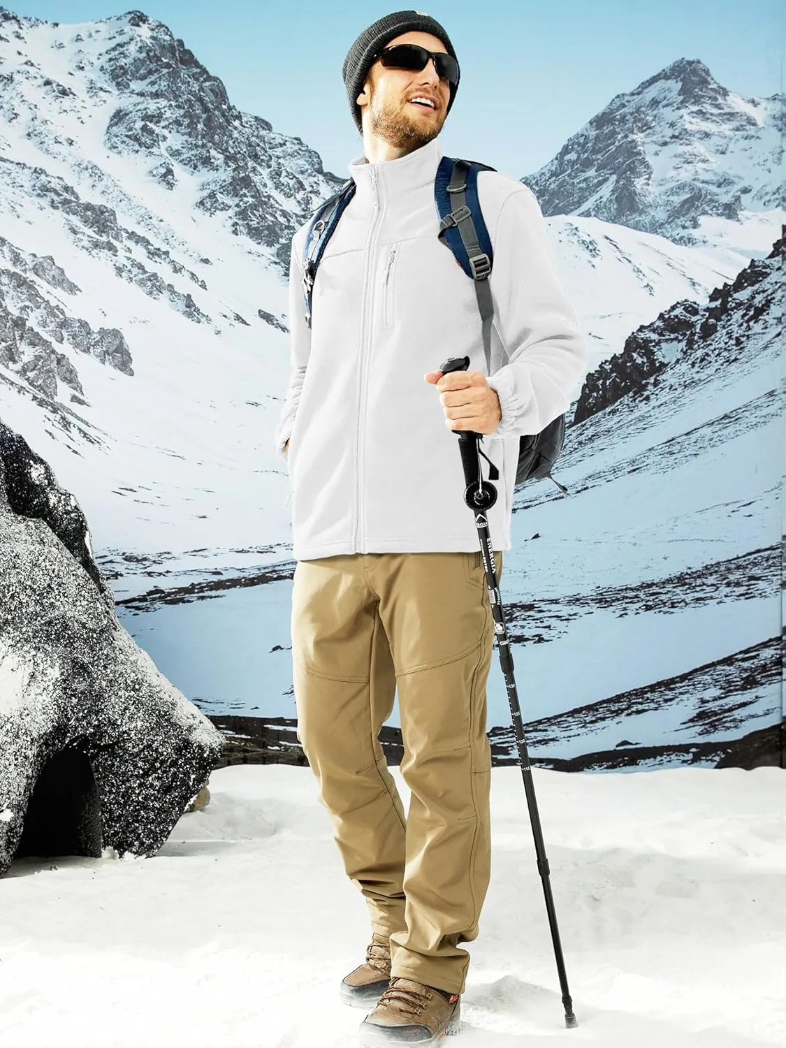 MAGCOMSEN Men's Winter Zip Up Polar Fleece Jacket Athletic Tactical Hiking Outdoor Jackets with 3 Pockets