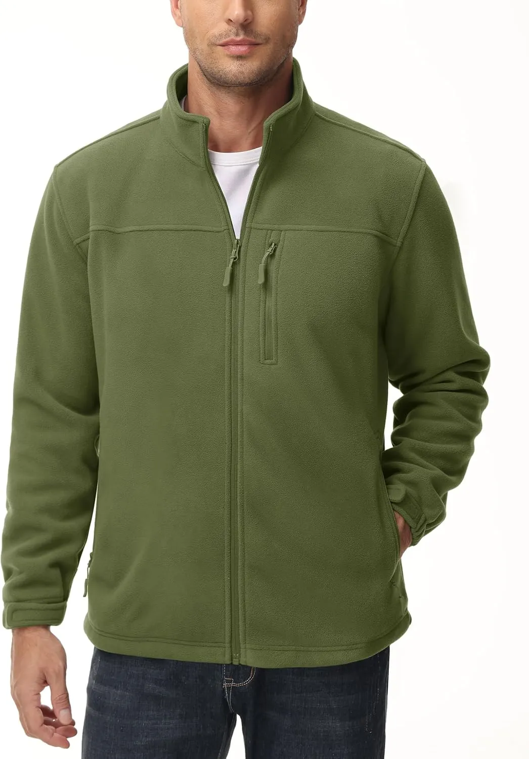 MAGCOMSEN Men's Winter Zip Up Polar Fleece Jacket Athletic Tactical Hiking Outdoor Jackets with 3 Pockets