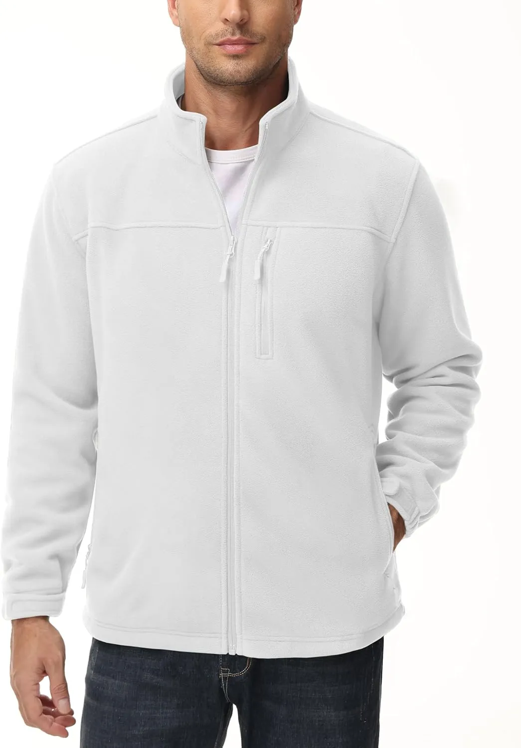 MAGCOMSEN Men's Winter Zip Up Polar Fleece Jacket Athletic Tactical Hiking Outdoor Jackets with 3 Pockets
