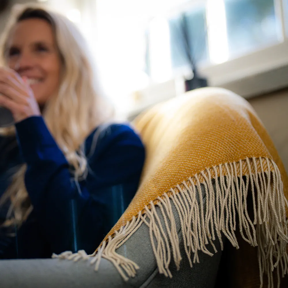 Merino Honeycomb Throw (Mustard)