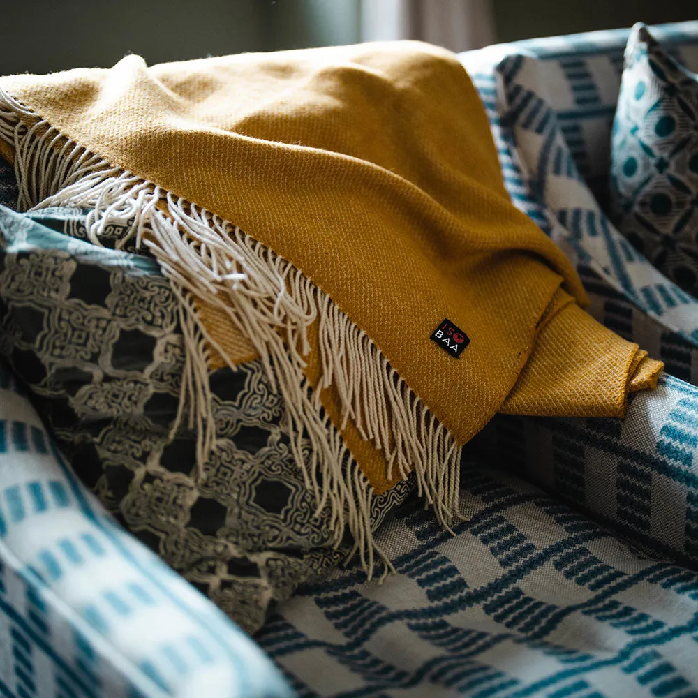 Merino Honeycomb Throw (Mustard)
