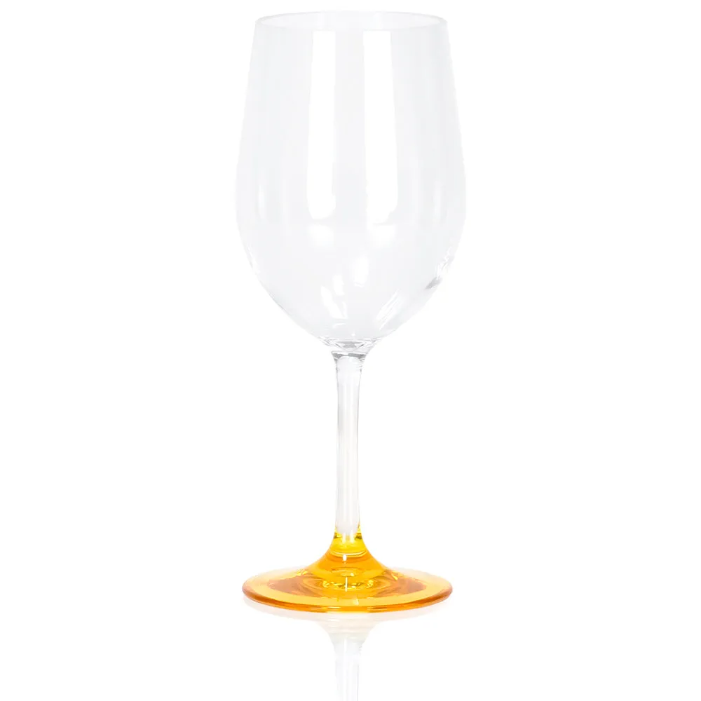 Red Co. Classic Tulip Shaped Long Stem Clear Plastic Outdoors Break Resistant Wine Glass with Multicolor Base, Set of 6 - 12 oz.