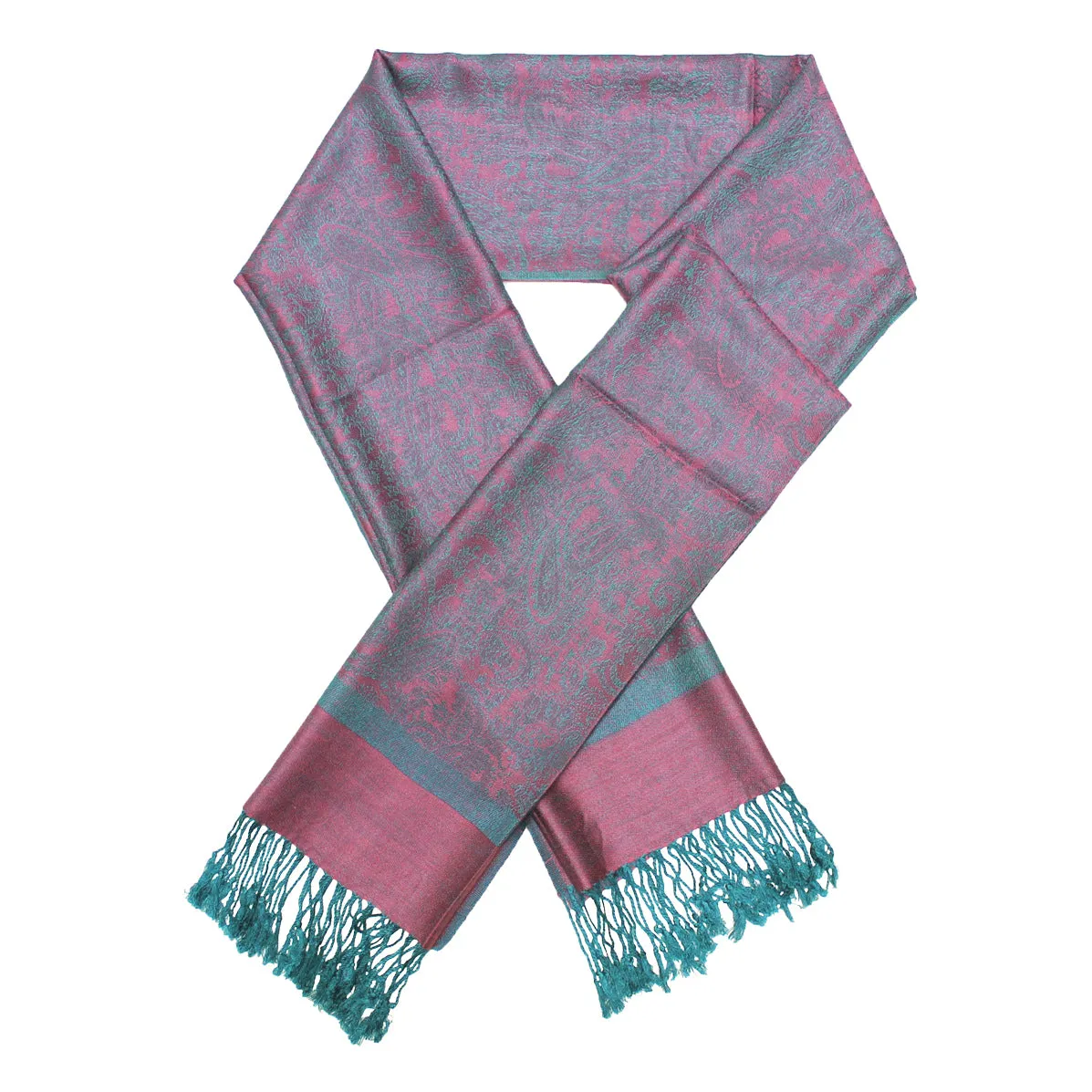 Rose Teal Paisley Pashmina Scarves