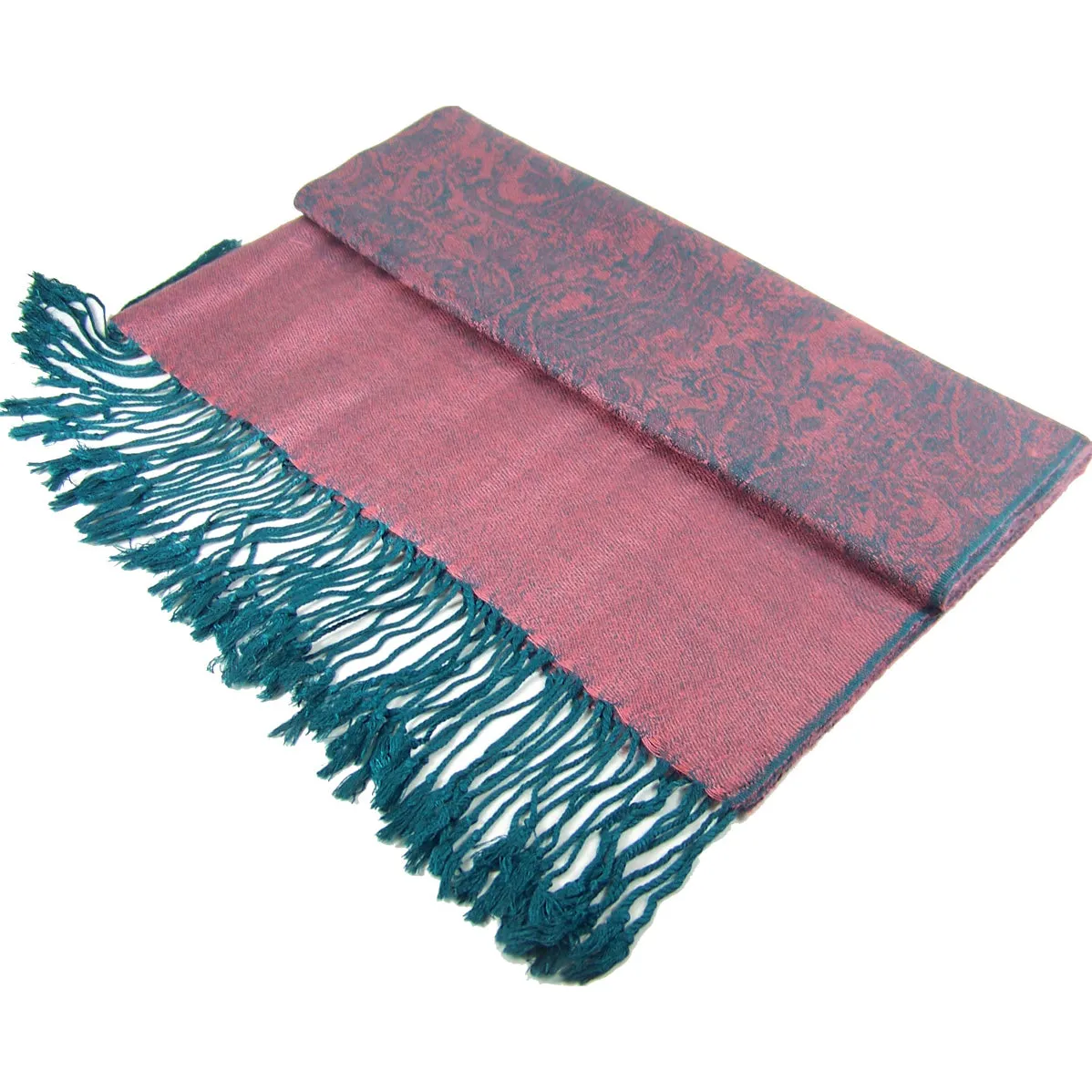 Rose Teal Paisley Pashmina Scarves