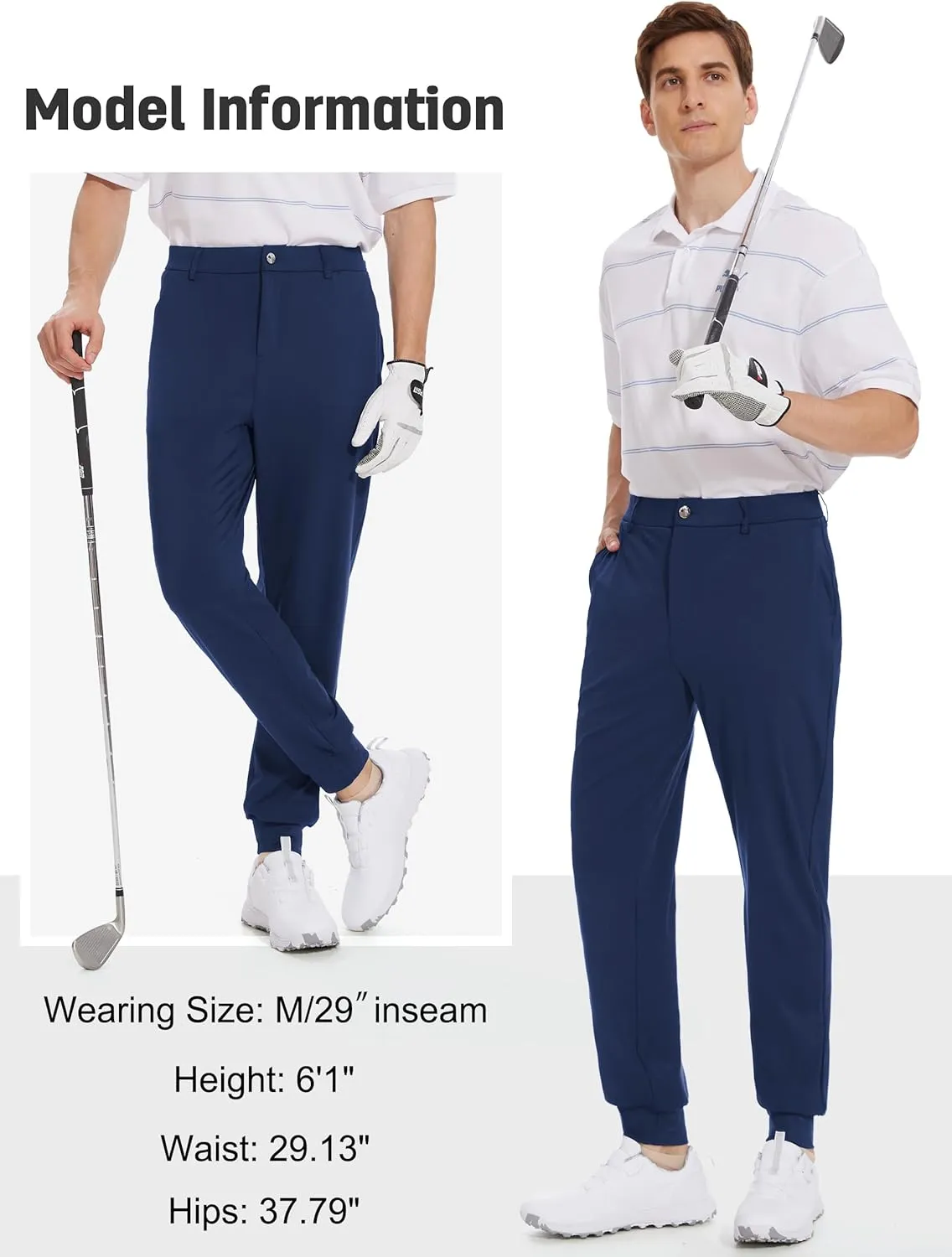Tapata Men's 29/30/32/34 Inseam 4-Way Stretch Golf Joggers Slim Fit Regular Tall Athletic Sweatpants Casual Dress Pants
