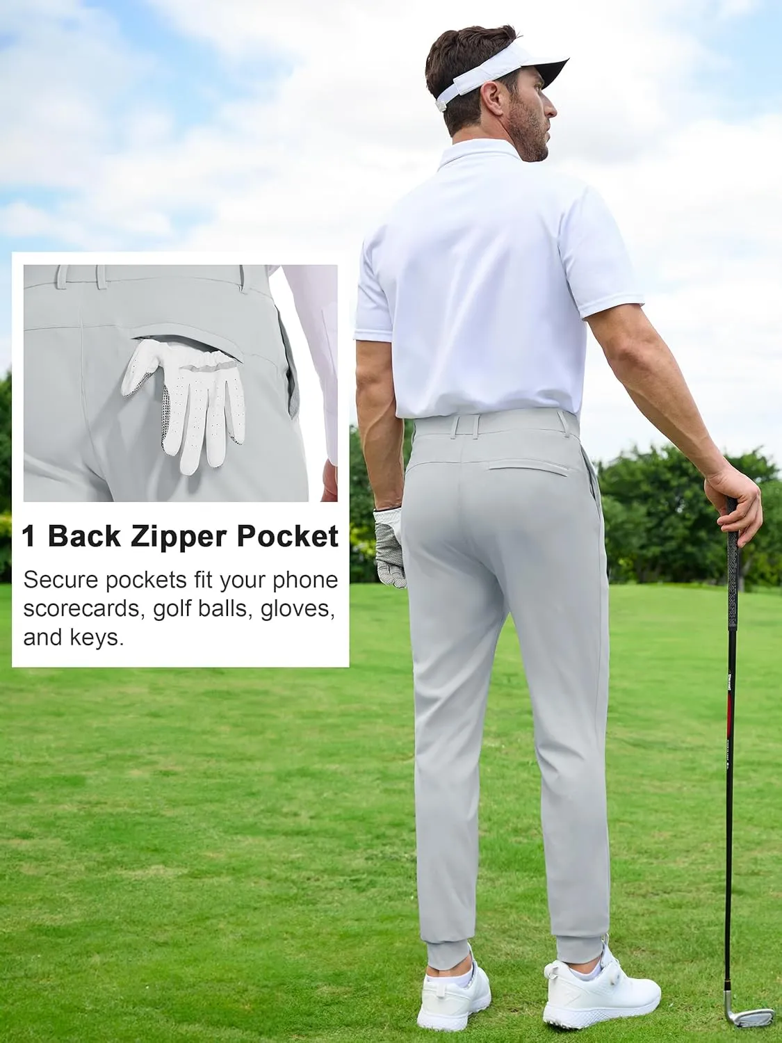 Tapata Men's 29/30/32/34 Inseam 4-Way Stretch Golf Joggers Slim Fit Regular Tall Athletic Sweatpants Casual Dress Pants