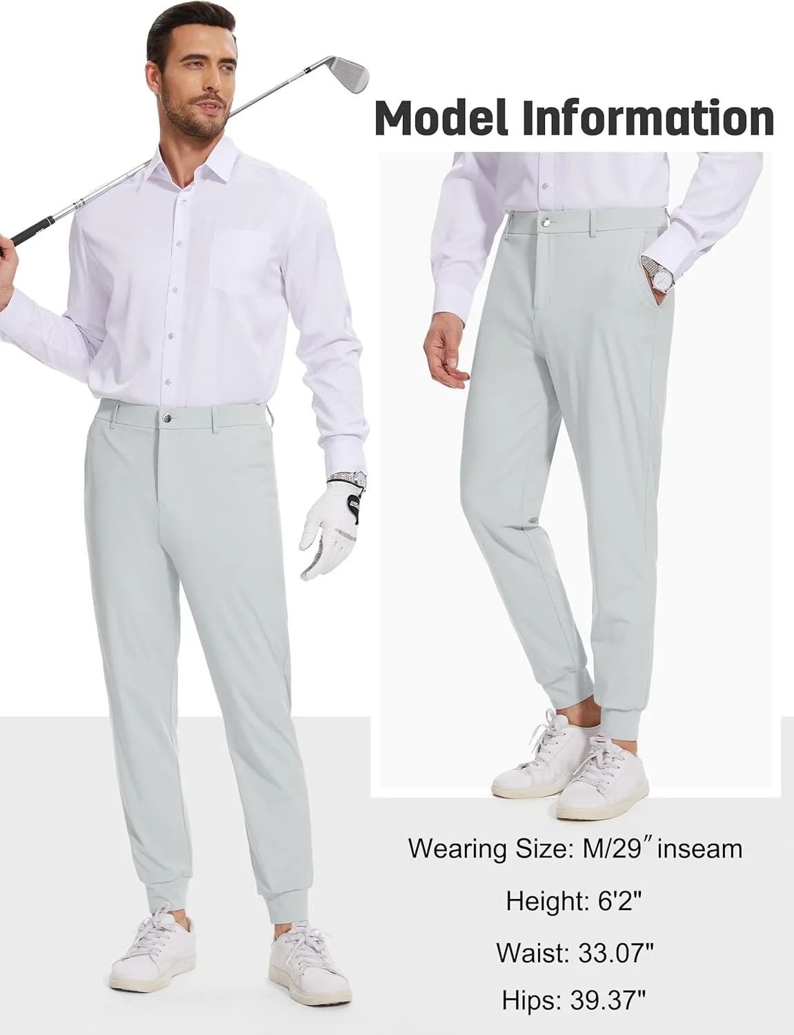 Tapata Men's 29/30/32/34 Inseam 4-Way Stretch Golf Joggers Slim Fit Regular Tall Athletic Sweatpants Casual Dress Pants