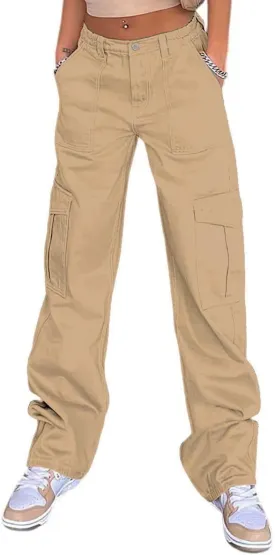 THWEI Cargo Pants for Women High Waisted Y2K Streetwear Casual Trousers