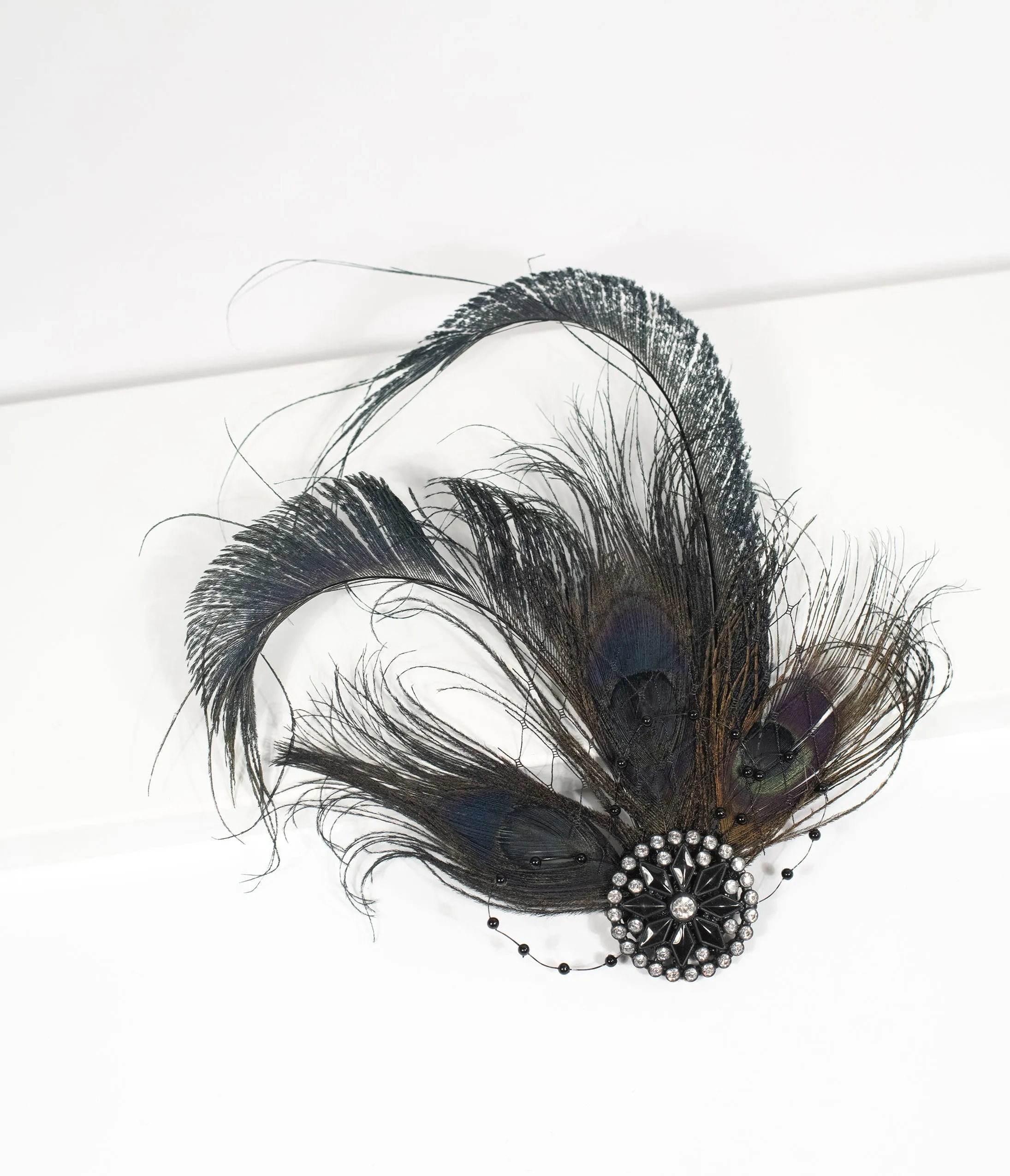 Unique Vintage 1920s Black Feather Flapper Hair Clip