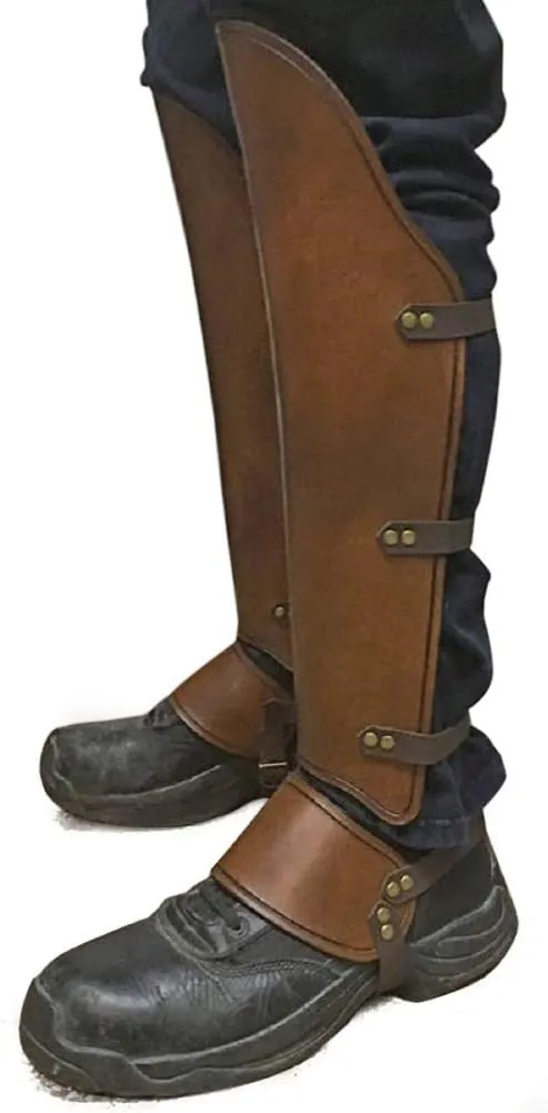 Wraith of East Faux Leather Medieval Gaiters Knight Warrior Armor Boot Covers Spats Waterproof Leg Guards Ranaissance Costume Accessories