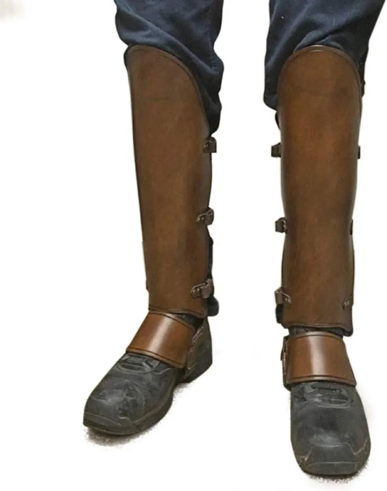 Wraith of East Faux Leather Medieval Gaiters Knight Warrior Armor Boot Covers Spats Waterproof Leg Guards Ranaissance Costume Accessories