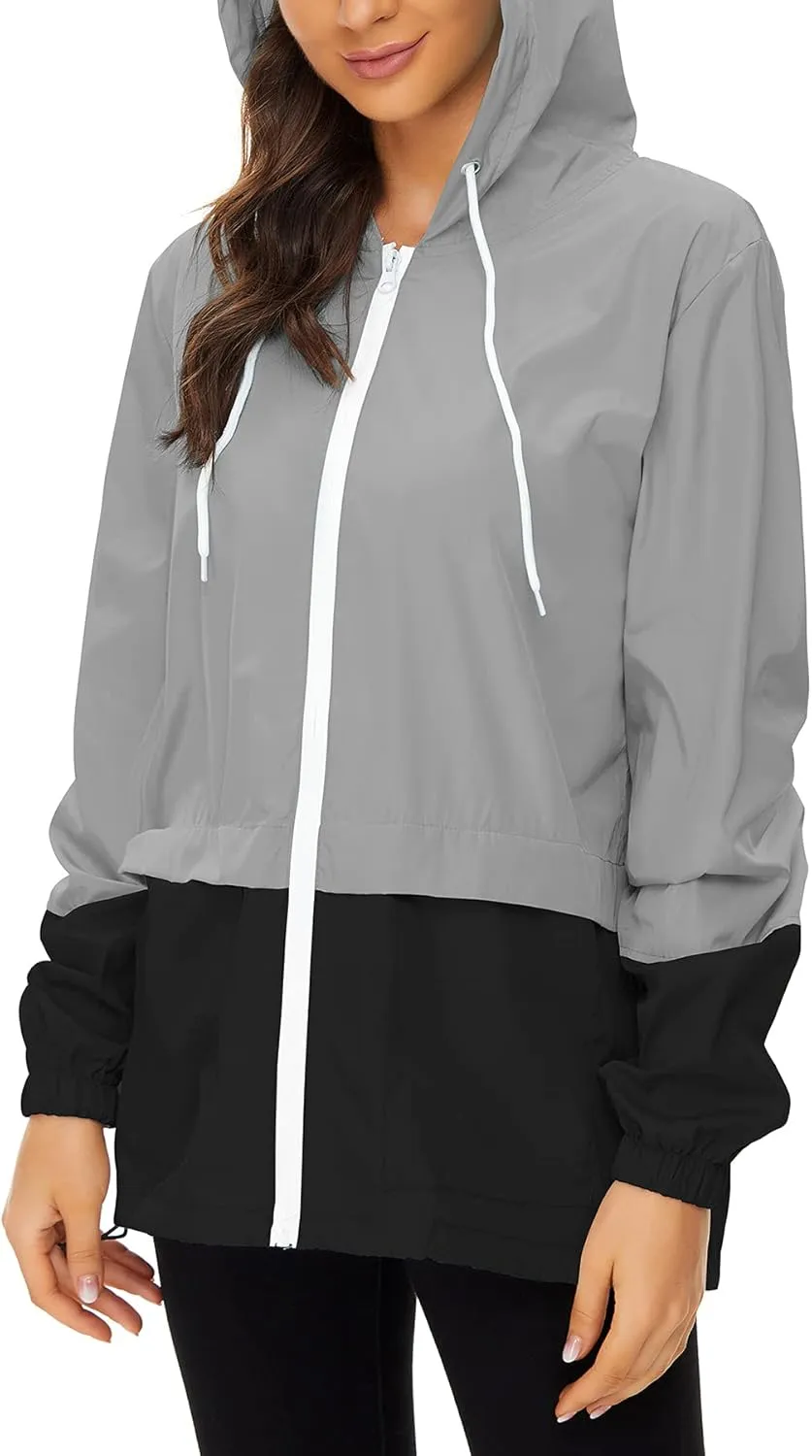 Zando Lightweight Rain Jacket Women Raincoat for Women Packable Rain Coat Windbreaker Rain Jackets Waterproof with Hood