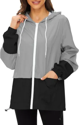 Zando Lightweight Rain Jacket Women Raincoat for Women Packable Rain Coat Windbreaker Rain Jackets Waterproof with Hood