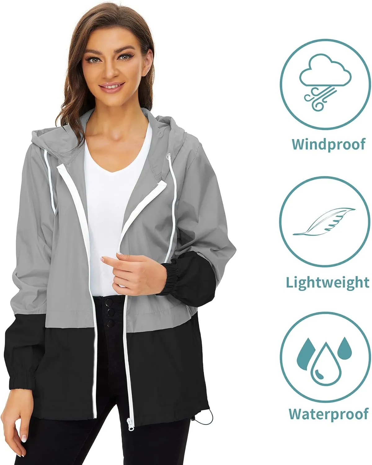 Zando Lightweight Rain Jacket Women Raincoat for Women Packable Rain Coat Windbreaker Rain Jackets Waterproof with Hood