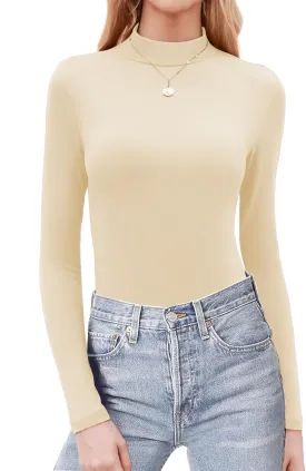 Zeagoo Womens Long Sleeve Shirts Mock Neck Basic Slim Fitted Tops Lightweight Stretch Base Layer T-Shirt