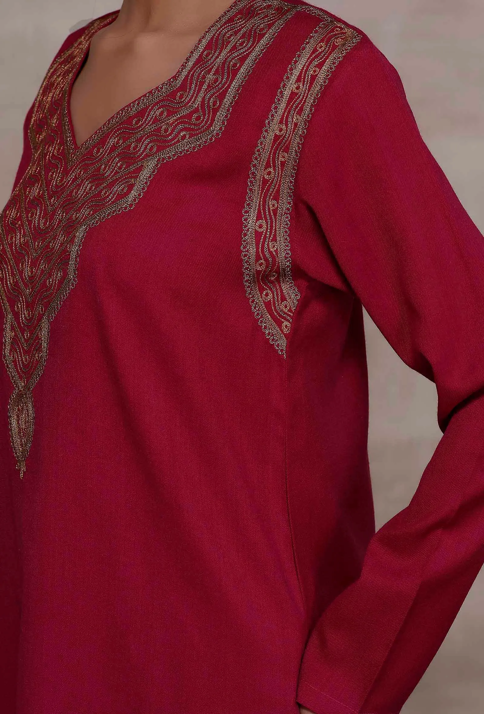 Ziya Magenta Straight Woollen Kurta